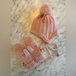 JUICY COUTURE Y2K Pink Cashmere Hat and Glove Set - one size